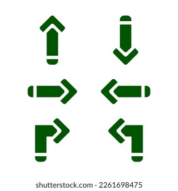 Direction arrow sign icons set in hospital center, vector illustration in trendy style with matching green medical color. Editable graphic resources for many purposes.