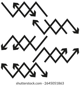 Direction arrow symbols. Navigation pointer icons. Vector movement indicators. Directional guide elements.