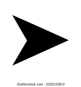 Direction arrow. Triangular direction pointer. Black sharp arrow icon indicate to the right. Vector illustrationright