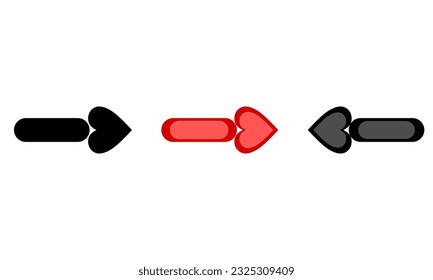 La dirección de la flecha. ilustración gráfica vectorial de la dirección con formas combinadas rectangulares y amorosas