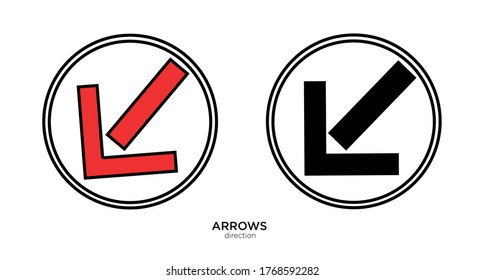 Dibujo vectorial de flecha de dirección color lineal y diseño relleno