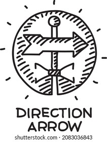 Direction arrow - vector sketchy sign