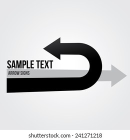 Vector de flecha de dirección. Signo de giro en U.