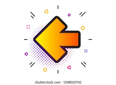 Direction Arrowhead symbol. Halftone circles pattern. Left arrow icon. Navigation pointer sign. Classic flat left arrow icon. Vector