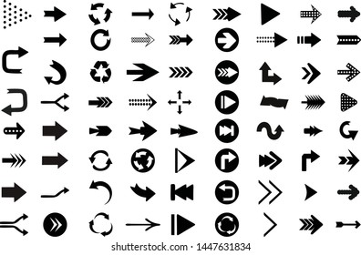Direction arrows, Arrows big set icons vector collection. Modern simple arrows. Vector illustration