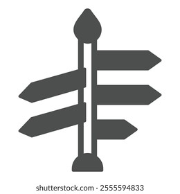 Direction arrows column solid icon, navigation concept. Vector graphics. City directional pointer sign on white background, glyph style icon for mobile or web design