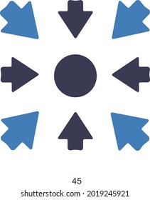 Direcciones y flechas o Comprimir el concepto de iconos