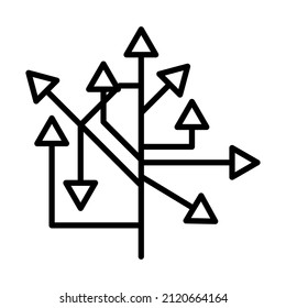 Icono de Flechas de dirección. Diseño de contorno negrita con ancho de trazo editable. Ilustración vectorial.