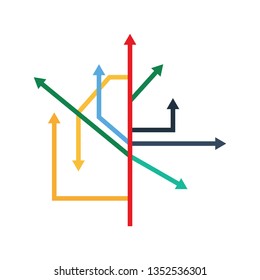 Direction Arrows Icon. Flat color design. Startup series. Vector illustration.