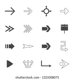 direction arrows icons set. road signs icons set. Vector illustration