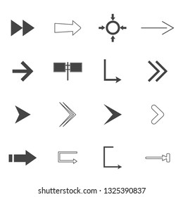 direction arrows icons set. road signs icons set. Vector illustration