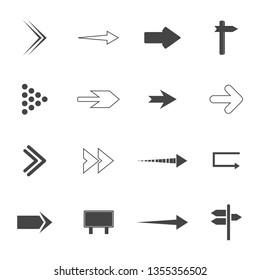 direction arrows icons set. road signs icons set. Vector illustration
