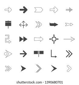direction arrows icons set. road signs icons set. Vector illustration