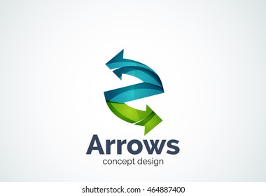 Plantilla de logotipo de flechas de dirección, icono comercial elegante abstracto