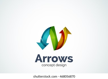 Plantilla de logotipo de flechas de dirección, icono comercial elegante abstracto