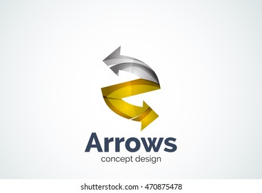 Direction arrows logo template, abstract elegant business icon