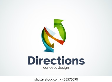 Direction arrows logo template, abstract elegant business icon