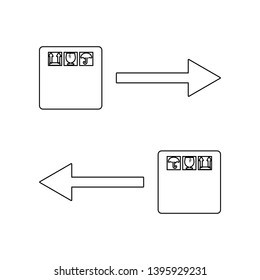 direction arrows and packing boxes icon. Element of Logistic for mobile concept and web apps icon. Outline, thin line icon for website design and development, app development