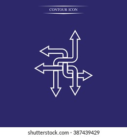 Direction arrows sign. Movement in an unknown direction. Uncertainty choice.