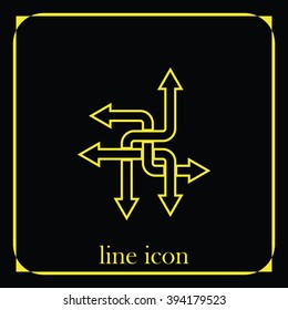 Direction arrows sign. Movement in an unknown direction. Uncertainty choice.