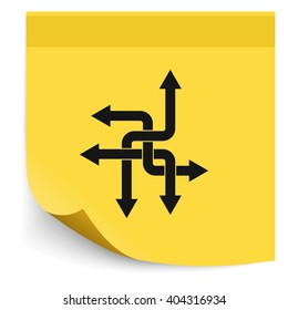 Direction arrows sign. Movement in an unknown direction. Uncertainty choice.
