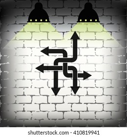 Direction arrows sign. Movement in an unknown direction. Uncertainty choice.