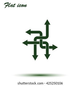 Direction arrows sign. Movement in an unknown direction. Uncertainty choice.