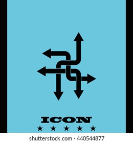 Direction arrows sign. Movement in an unknown direction. Uncertainty choice.
