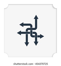 Direction arrows sign. Movement in an unknown direction. Uncertainty choice.