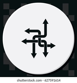 Direction arrows sign. Movement in an unknown direction. Uncertainty choice.