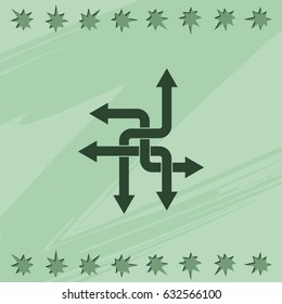 Direction arrows sign. Movement in an unknown direction. Uncertainty choice.