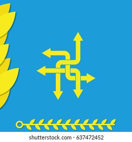 Direction arrows sign. Movement in an unknown direction. Uncertainty choice.