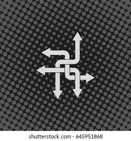 Direction arrows sign. Movement in an unknown direction. Uncertainty choice.