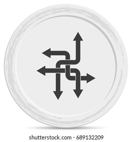 Direction arrows sign. Movement in an unknown direction. Uncertainty choice.