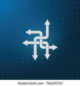 Direction arrows sign. Movement in an unknown direction. Uncertainty choice.