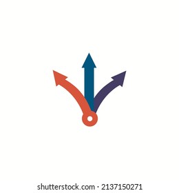 Direction arrows in three directions, vector illustration