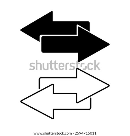 Direction arrows for transfer icon, Swap icon. sync, migration data  symbol. flat vector illustration design.