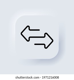 Direction arrows for transfer, sync, migration data. Traffic bridge or exchange conept. Transfer arrows icon. Exchange sign. Neumorphic UI UX white user interface web button. Neumorphism. Vector