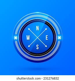Direction badge on blue background. EPS10