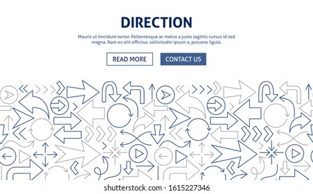 Direction Banner Design. Vector Illustration of Outline Concept.