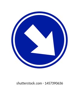 Direction blue arrow street sign vector icon. Keep right sign icon. Trendy flat vector Keep right sign icon on transparent background from traffic sign collection