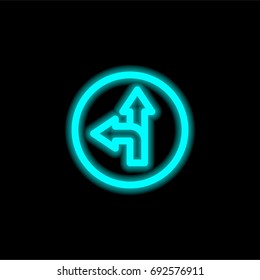 Direction blue glowing neon ui ux icon. Glowing sign logo vector
