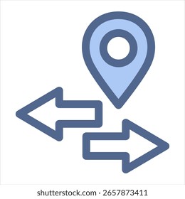 Ilustración vectorial del icono azul de la dirección