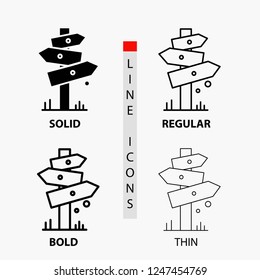 Direction, Board, Camping, Sign, label Icon in Thin, Regular, Bold Line and Glyph Style. Vector illustration