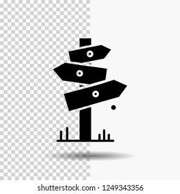 Direction, Board, Camping, Sign, label Glyph Icon on Transparent Background. Black Icon