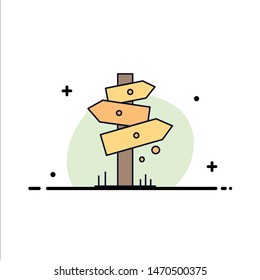 Direction, Board, Camping, Sign, label Flat Color Icon Vector. Vector Icon Template background
