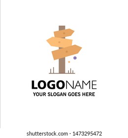 Direction, Board, Camping, Sign, label Flat Color Icon Vector