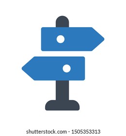 direction board glyph color vector icon