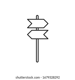 Direction board icon in line style on white. vector