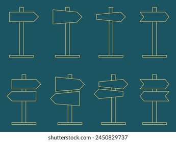 Direction Board Icons Line Art Collection. Simple and Modern Arrow Vector. Design For Applications, Web, Posters, Social Media.